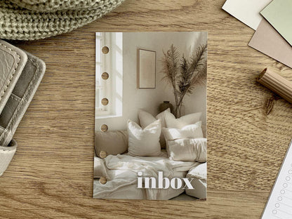 Neutral Corner Inbox Dashboard - Fits A5, B6, Personal Wide, Personal, A6, Pocket, Mini Ring Planners. Protective Cover.