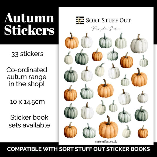 Pumpkin Season Deco Stickers - Option to Include Sticker Book Extras - Seasonal Planner Stickers