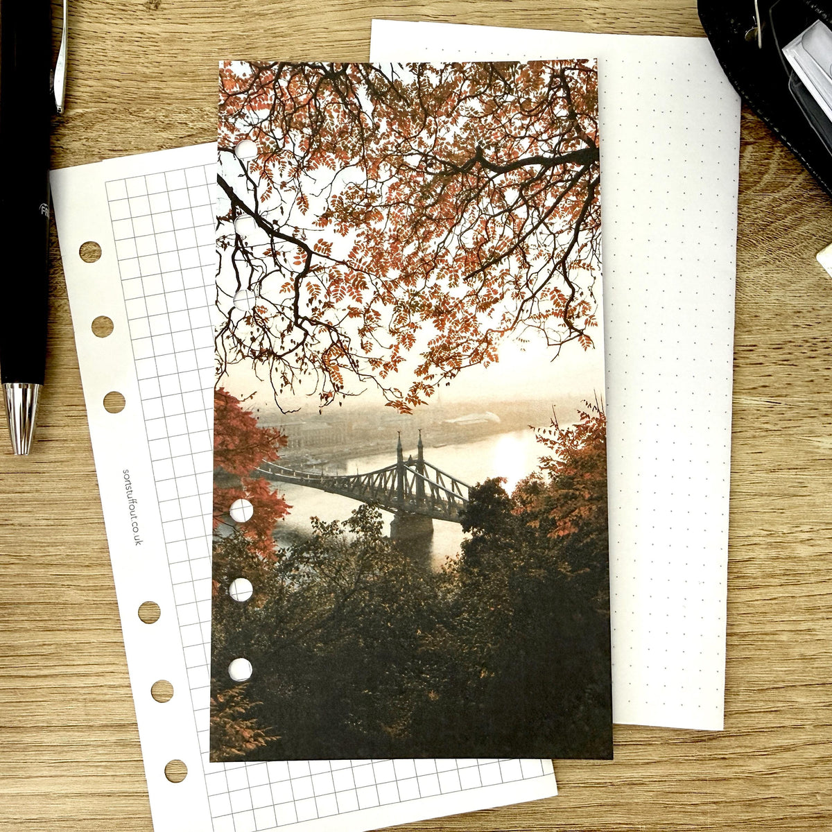 Autumn River Bridge Dashboard - Choose Your Ring or Disc Planner Size