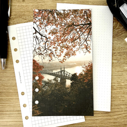 Autumn River Bridge Dashboard - Choose Your Ring or Disc Planner Size