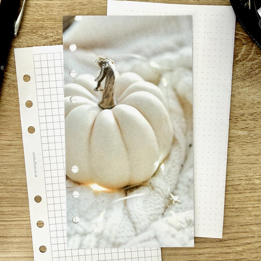 White Pumpkin and Fairy Lights Dashboard - Choose Your Ring or Disc Planner Size