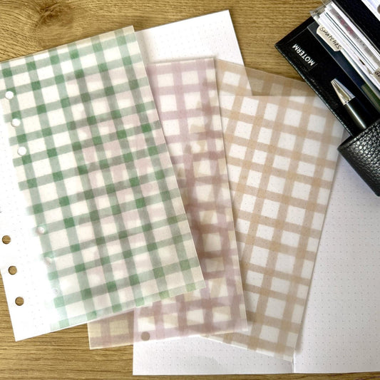 Gingham Cottagecore Vellum Dashboards - Set of 3 - Choose Your Ring or Disc Planner Size Inserts
