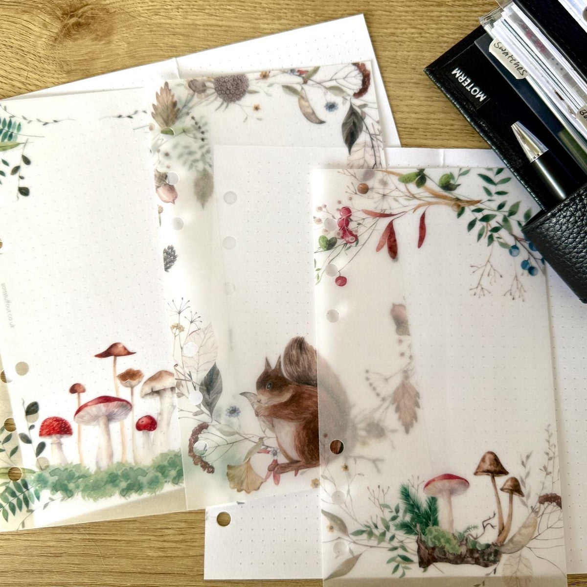 Cosy Woodland Vellum Dashboards - Set of 5 - Choose Your Ring of Disc Planner Size Insert
