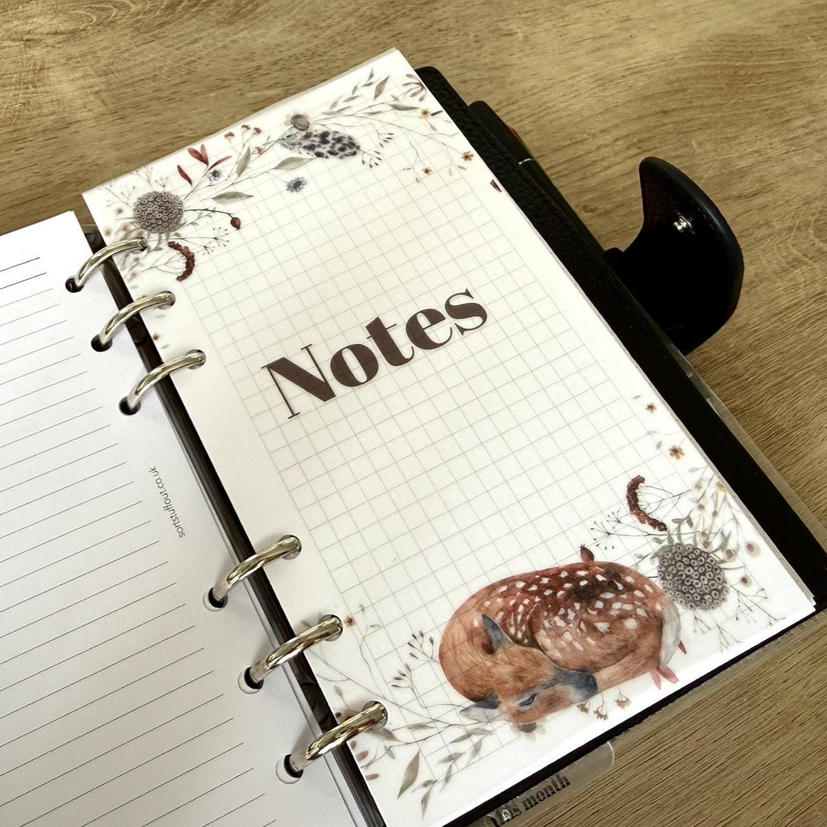 Sleepy Deer Custom Text Vellum Dashboard - Choose Your Ring of Disc Planner Size Insert