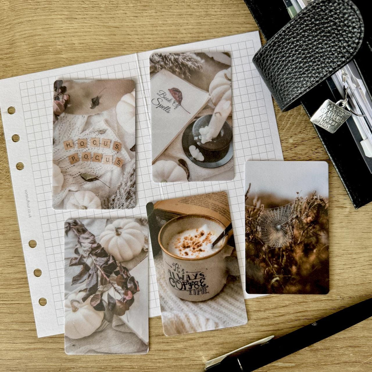 Journal Cards - Cosy Witch Vibes - 5 Pack for Planner Deco - Use as Bookmarks, Decoration - Clip and Card Holder Options