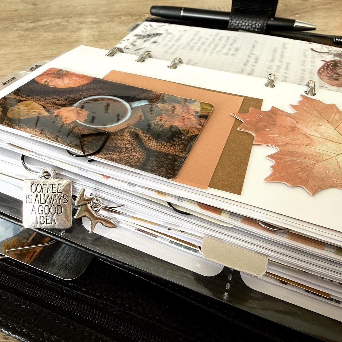 Journal Cards - Autumn Tea - 5 Pack for Planner Deco - Use as Bookmarks, Decoration - Clip and Card Holder Options