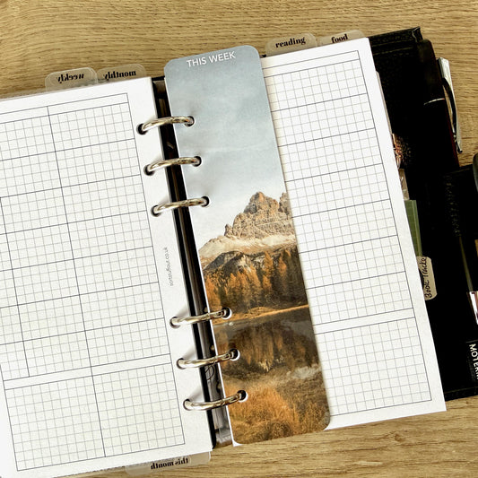 Planner Bookmark - Mountain Trip - Choose A5, B6, Personal Wide, Personal, A6, Pocket, Mini - Add Custom Text