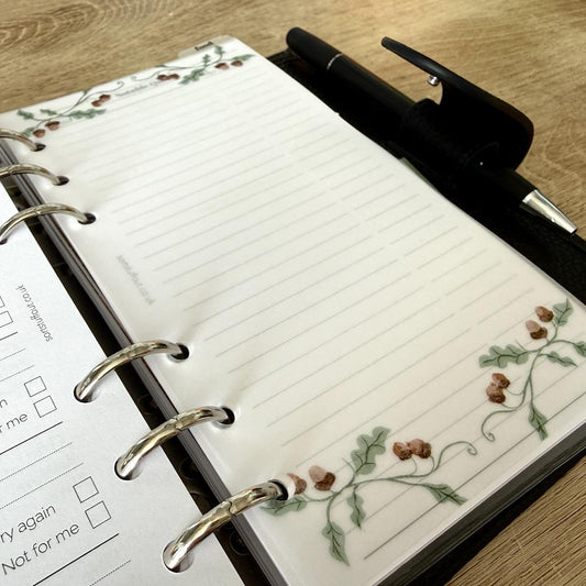 Autumn Borders Cottagecore Vellum Dashboards - Set of 3 - Choose Your Ring or Disc Planner Size Inserts