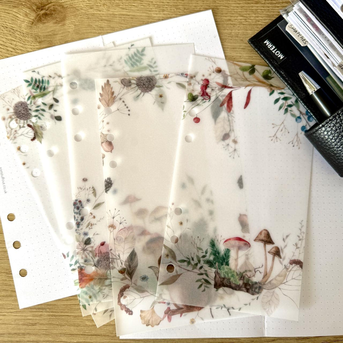 Cosy Woodland Vellum Dashboards - Set of 5 - Choose Your Ring of Disc Planner Size Insert