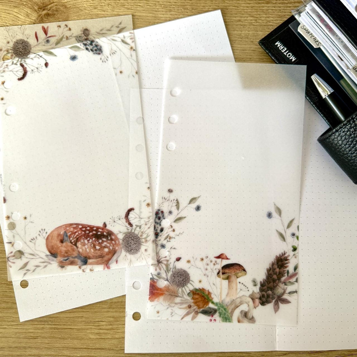 Cosy Woodland Vellum Dashboards - Set of 5 - Choose Your Ring of Disc Planner Size Insert