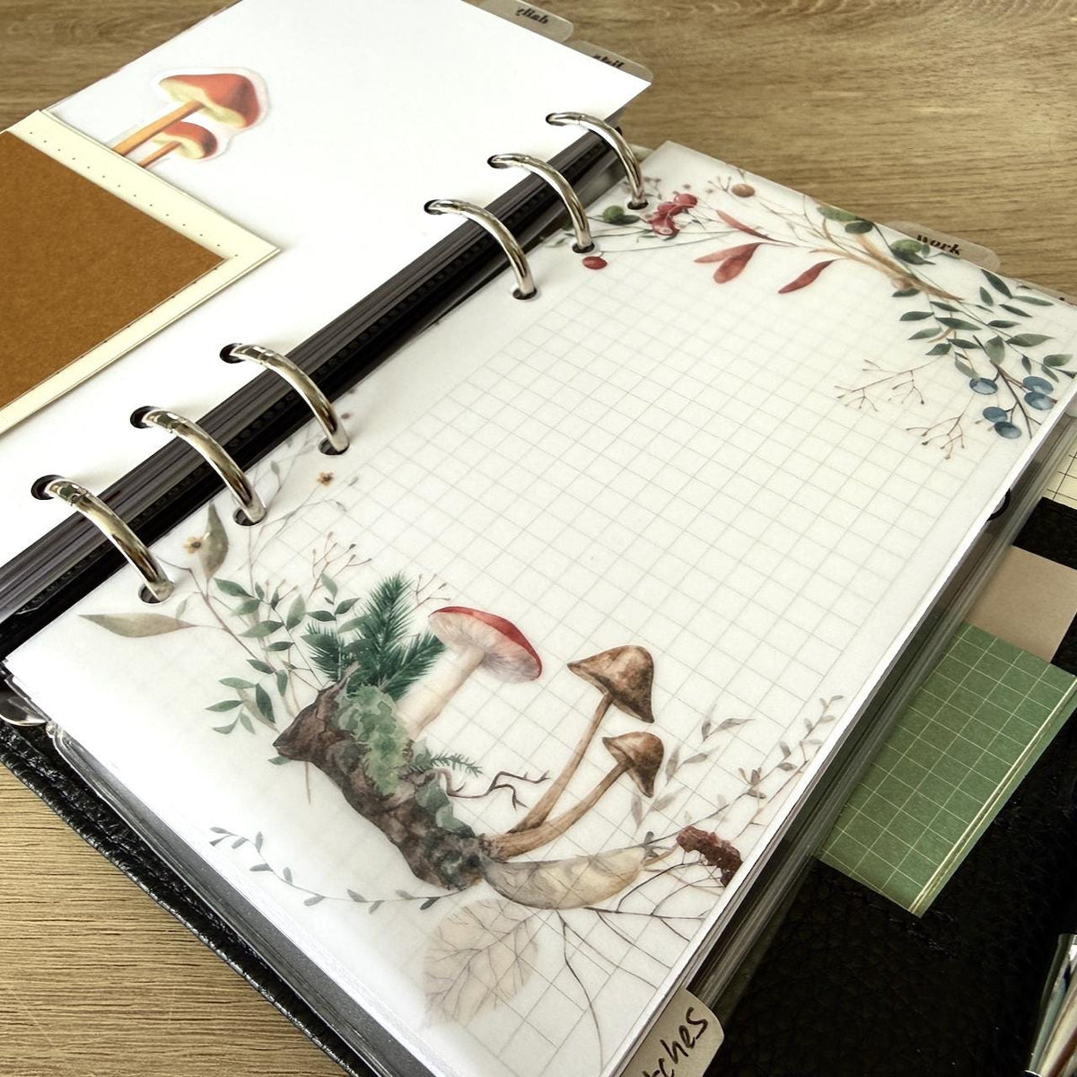 Cosy Woodland Vellum Dashboards - Set of 5 - Choose Your Ring of Disc Planner Size Insert