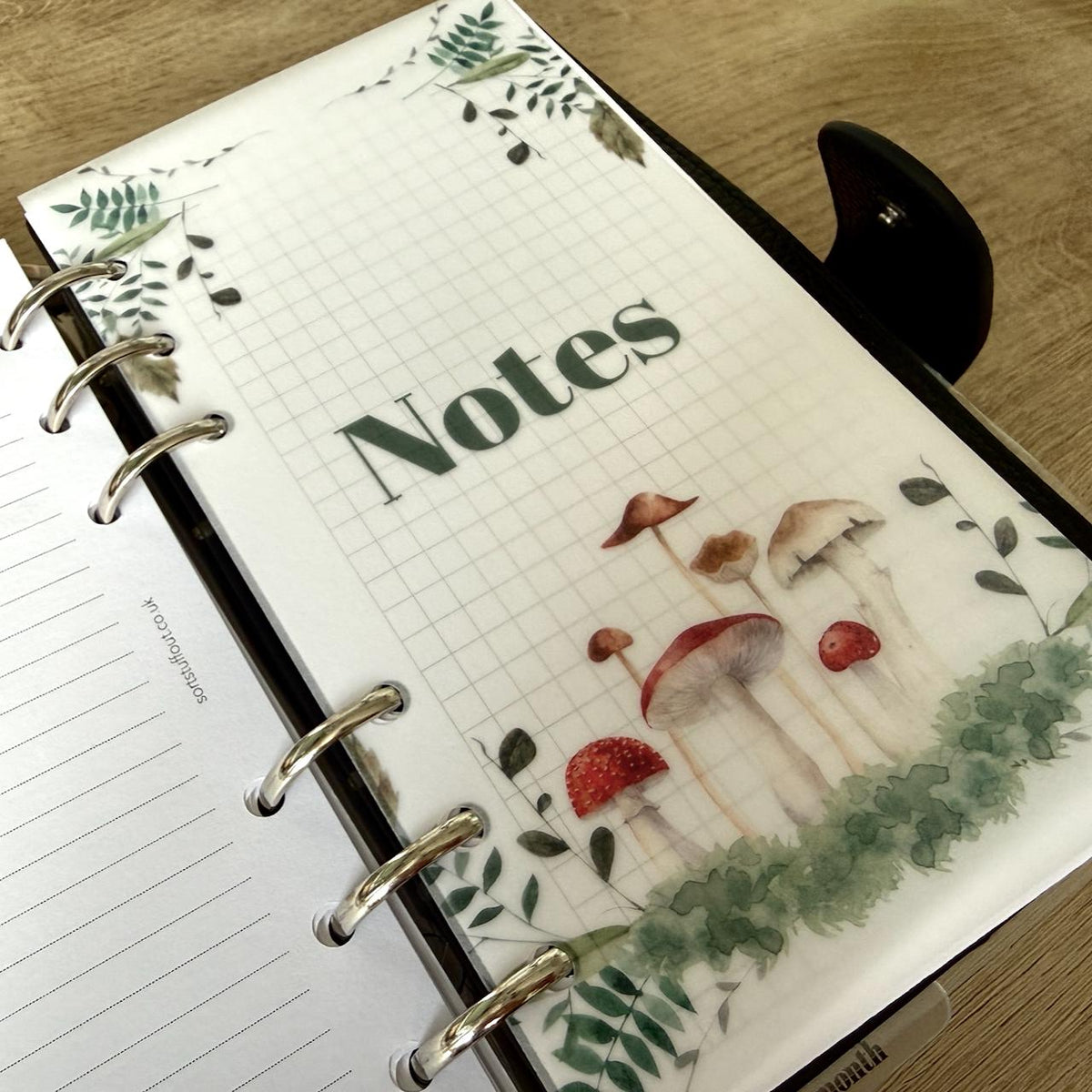 Toadstool Custom Text Vellum Dashboard - Choose Your Ring of Disc Planner Size Insert