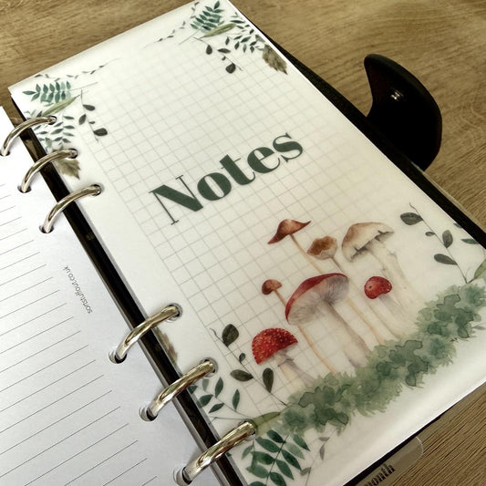 Toadstool Custom Text Vellum Dashboard - Choose Your Ring of Disc Planner Size Insert