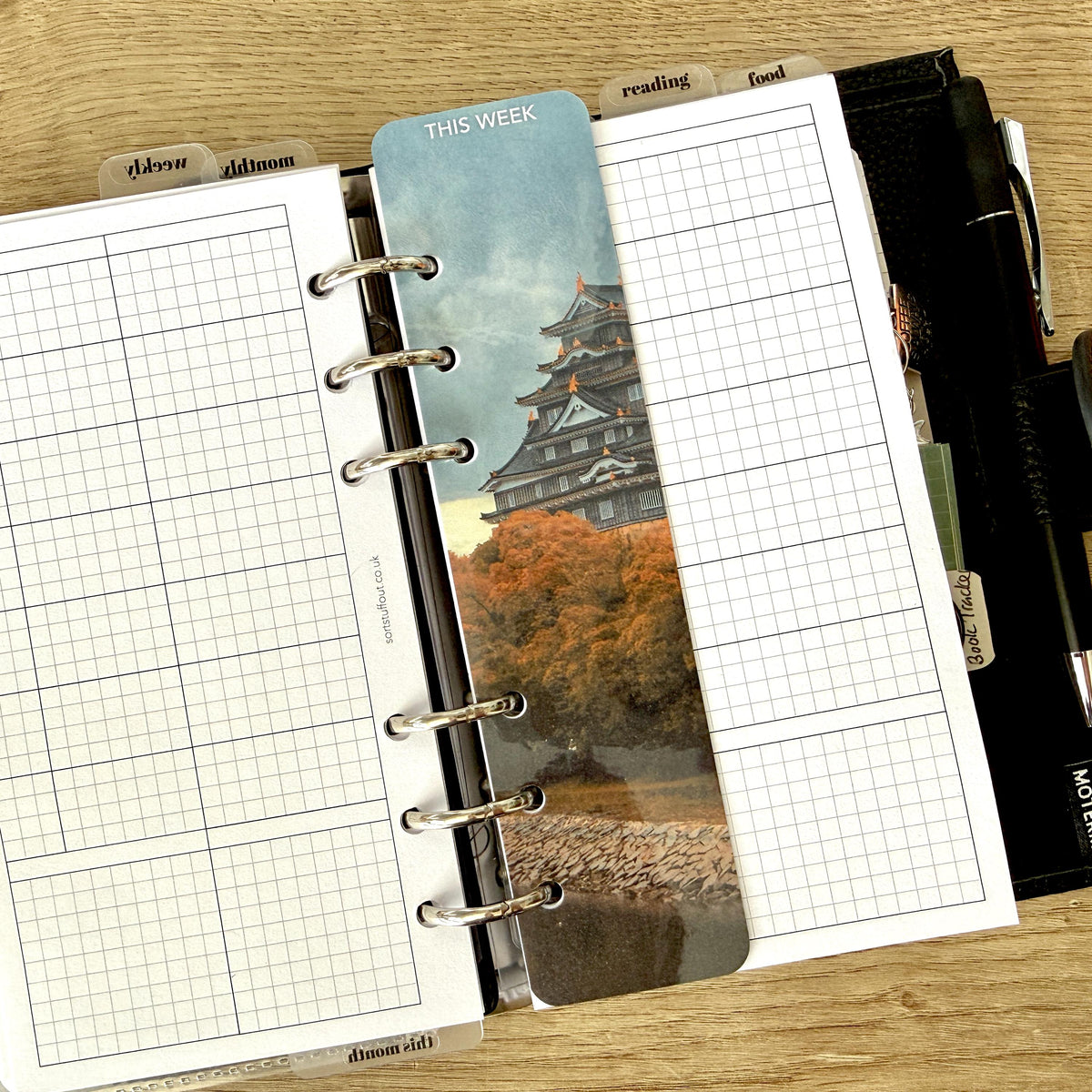Planner Bookmark - Autumn Castle in Japan - Choose A5, B6, Personal Wide, Personal, A6, Pocket, Mini - Add Custom Text