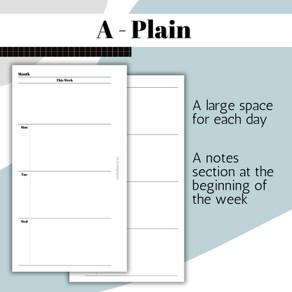 Classic Weekly Insert Bundle - Choose Your Combo - Printed & Punched Inserts - 5 for the price of 4