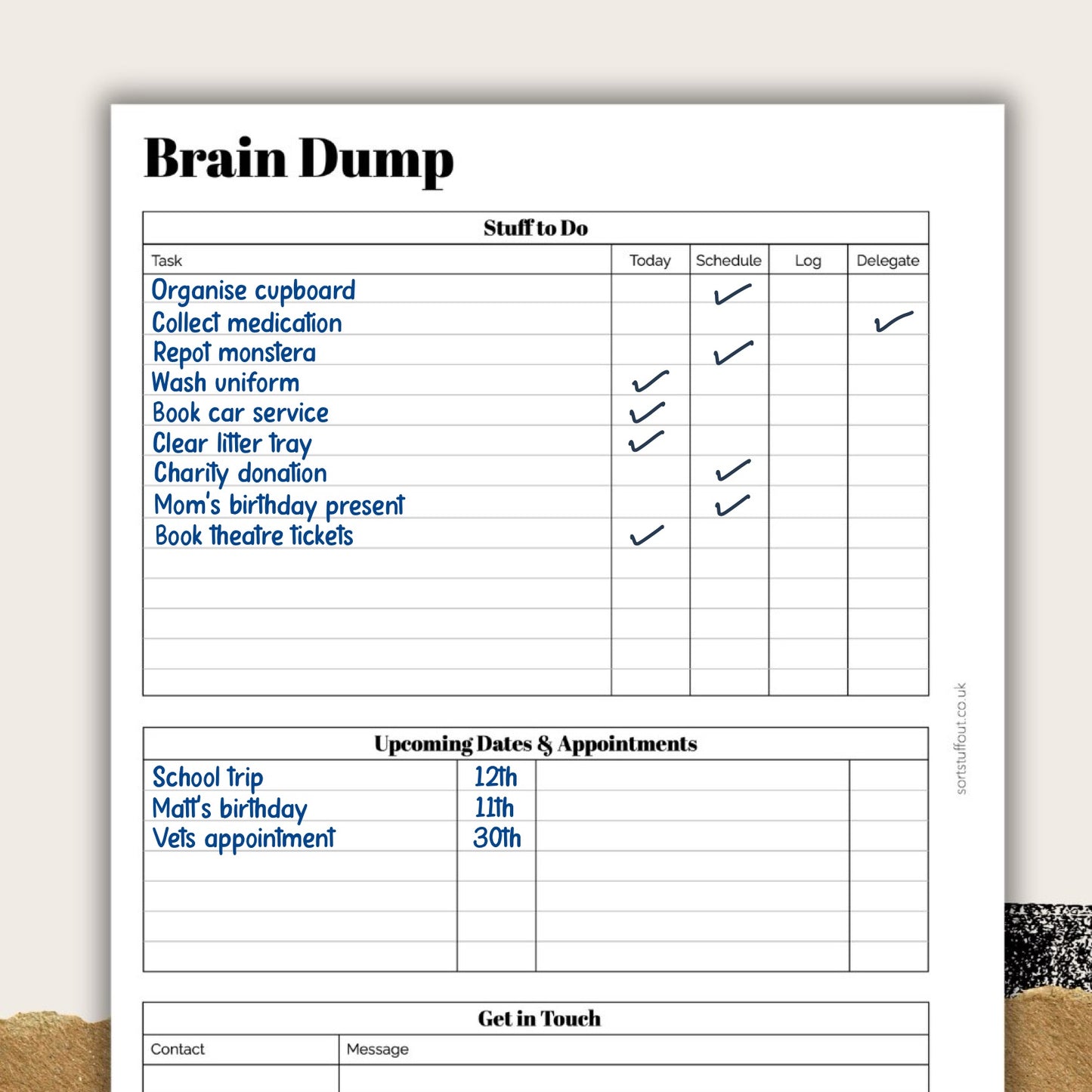 A5 Detailed Brain Dump - Planner Printable PDF