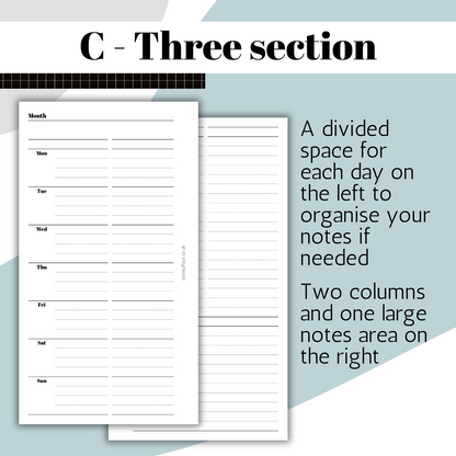 Classic Weekly Insert Bundle - Choose Your Combo - Printed & Punched Inserts - 5 for the price of 4