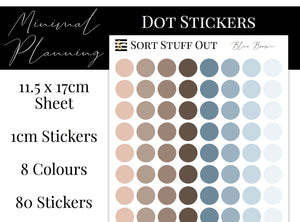Blue Brown Planner Dot Stickers