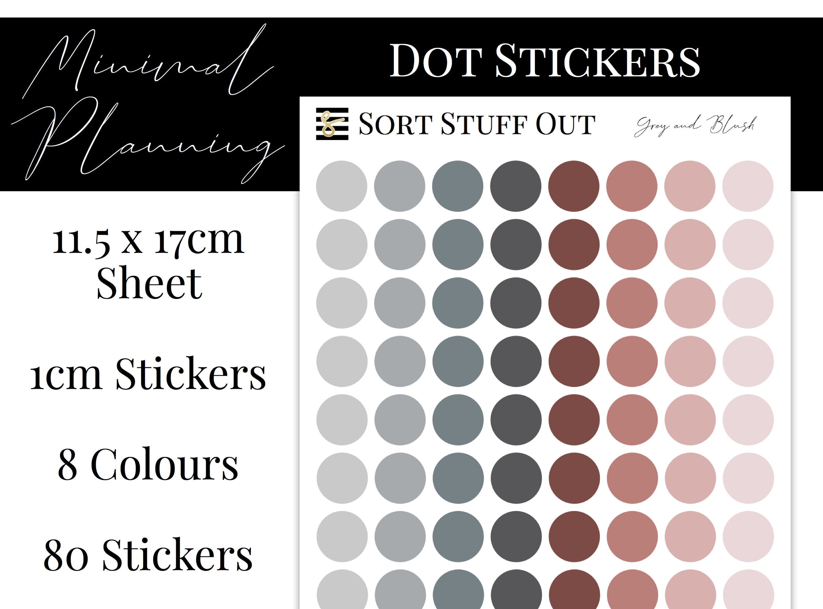 Grey and Blush Planner Dot Stickers