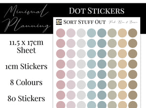 Pink, Blue and Brown Planner Dot Stickers