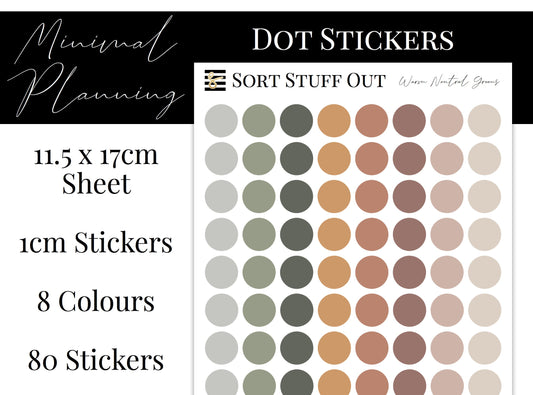 Warm Neutral Greens Planner Dot Stickers