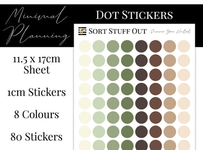 summer Green Neutrals Planner Dot Stickers