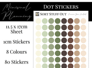 summer Green Neutrals Planner Dot Stickers