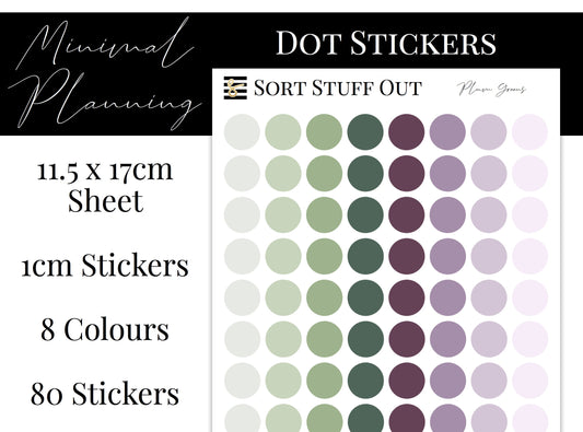 Plum Greens Planner Dot Stickers