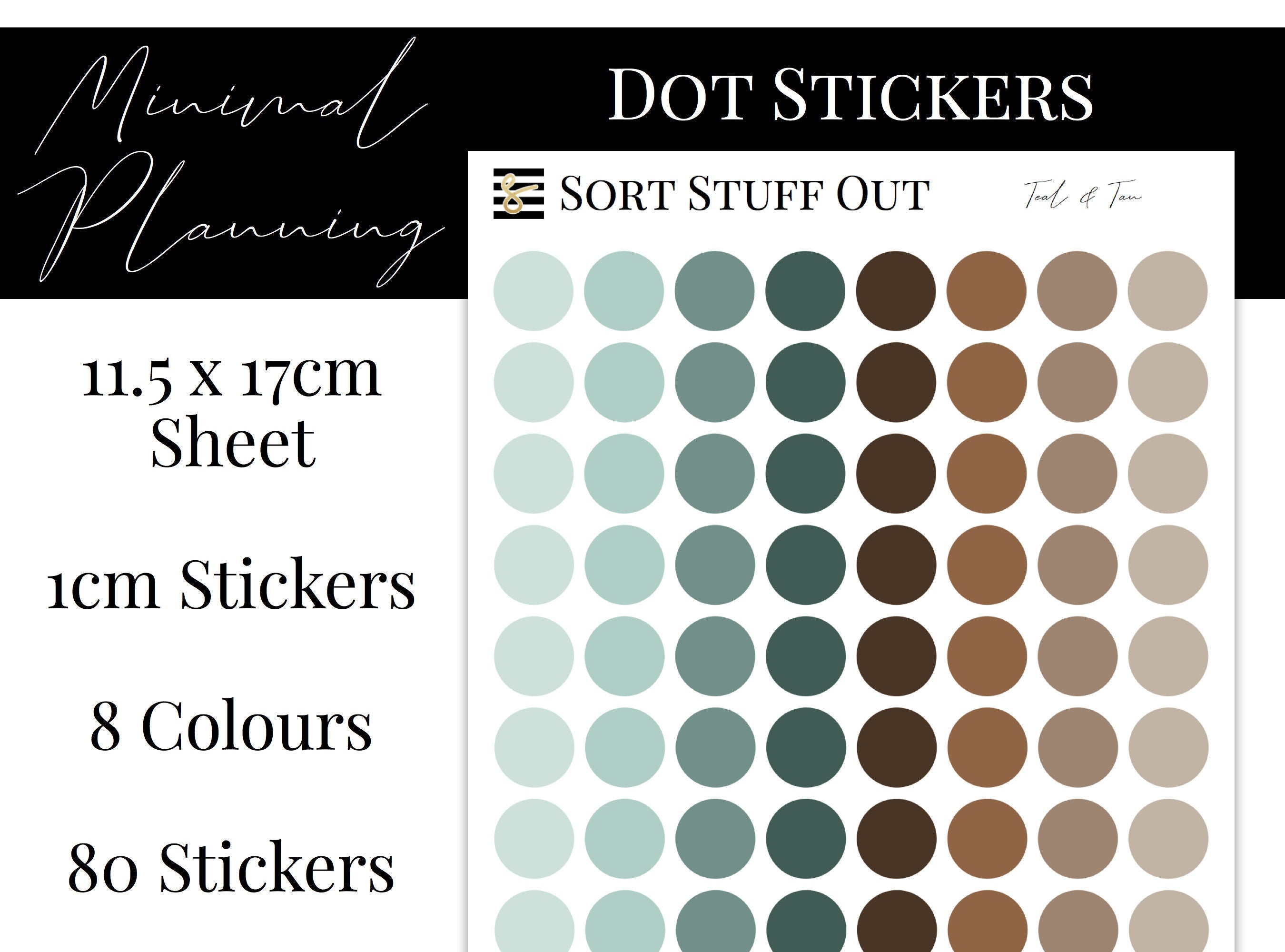Teal and Tan Planner Dot Stickers