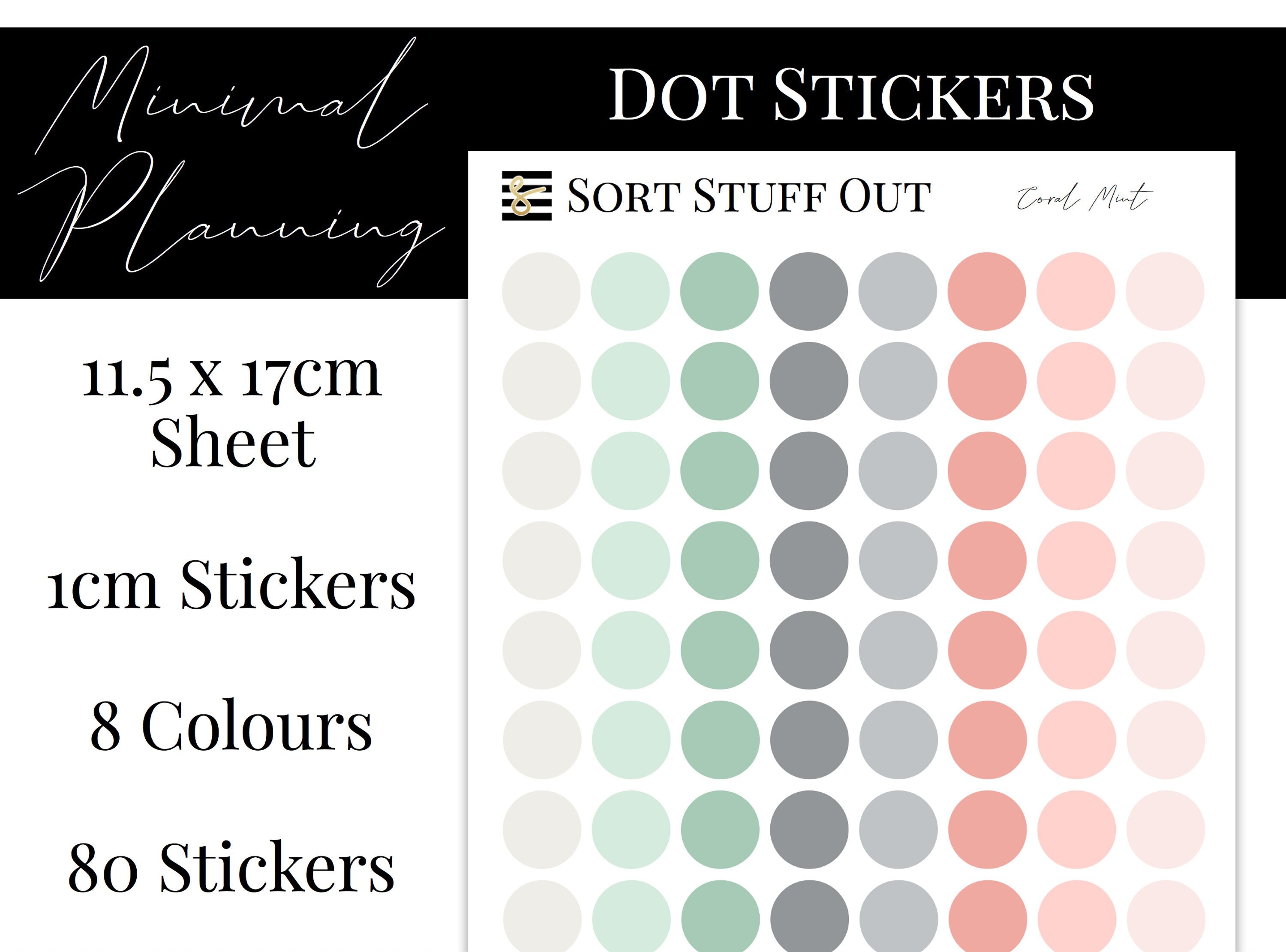Coral Mint Planner Dot Stickers