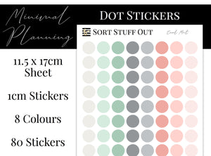 Coral Mint Planner Dot Stickers