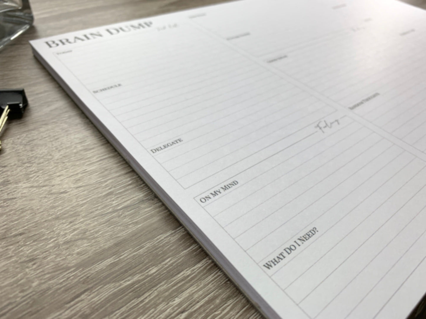 Brain Dump Pad - A4 Tear Off Desk Pad - Self-Care, Tasks, Dates, Ideas and Project Planning