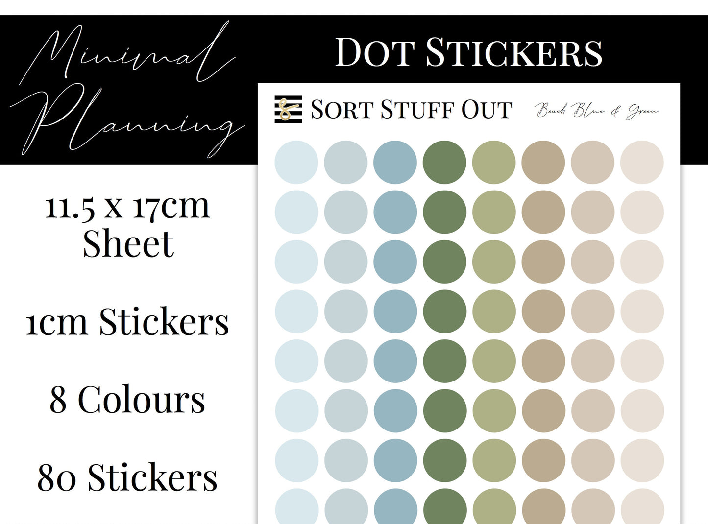 Beach Blue & Green Planner Dot Stickers