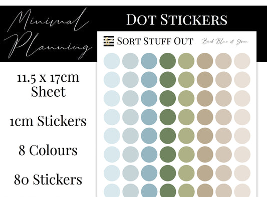 Beach Blue & Green Planner Dot Stickers