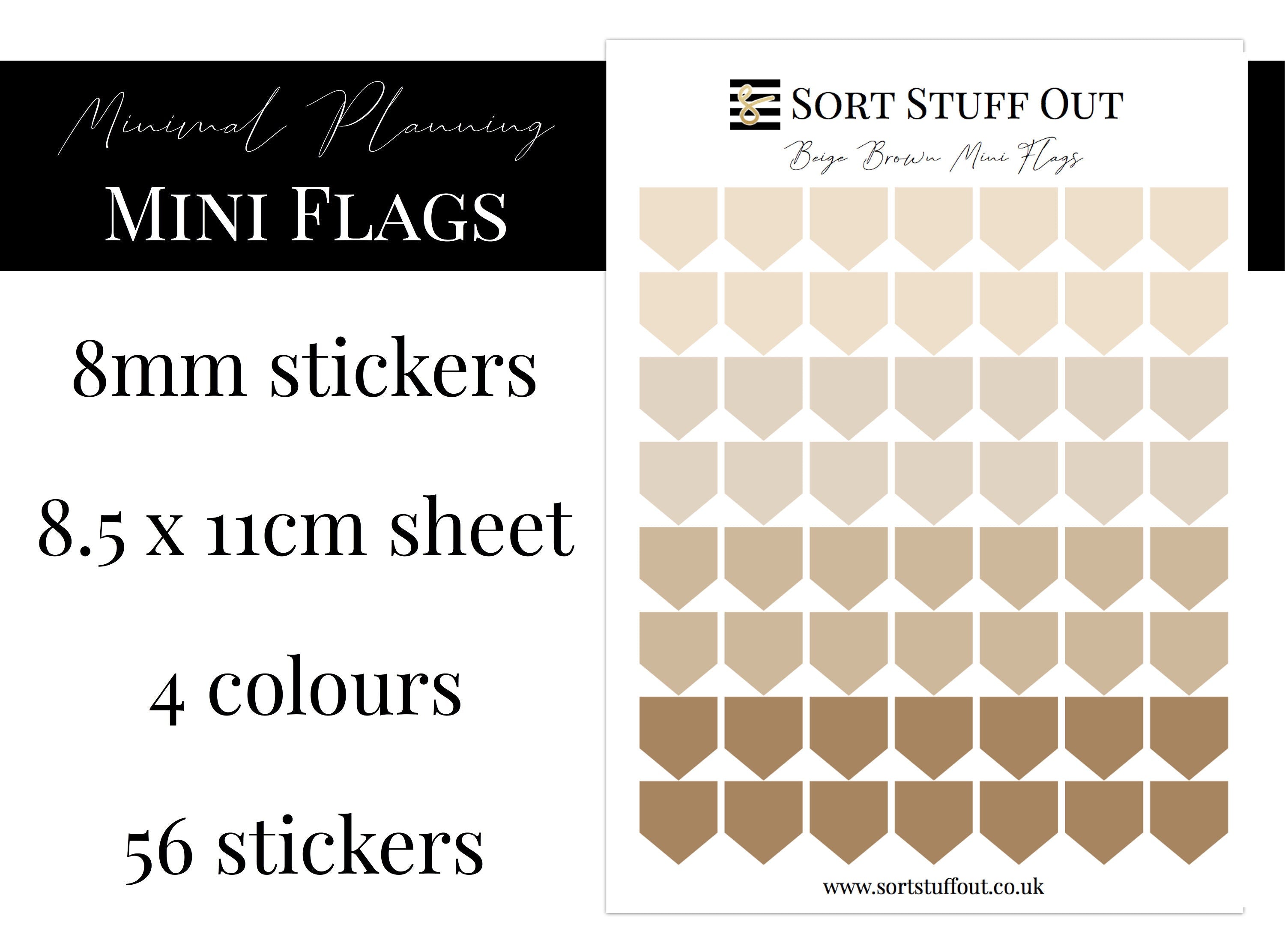 Beige Brown Mini Flag Stickers
