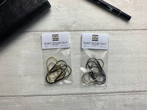 Mixed Sets of Large Silver, Gold and Black Paperclips