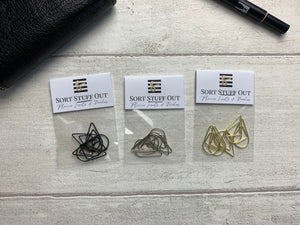 Gold, Silver or Black Teardrop Paperclips