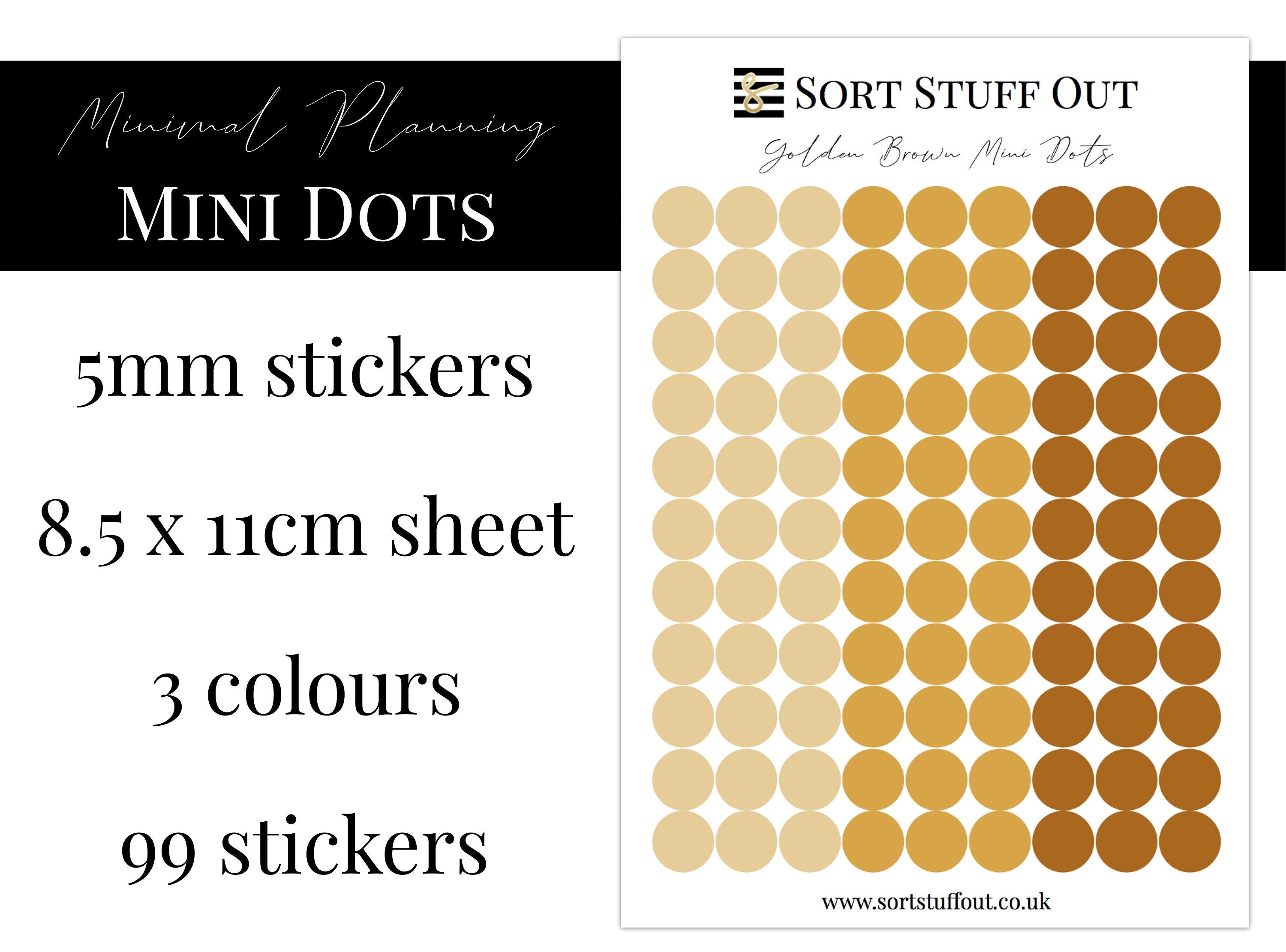 Golden Brown Mini Dot Stickers