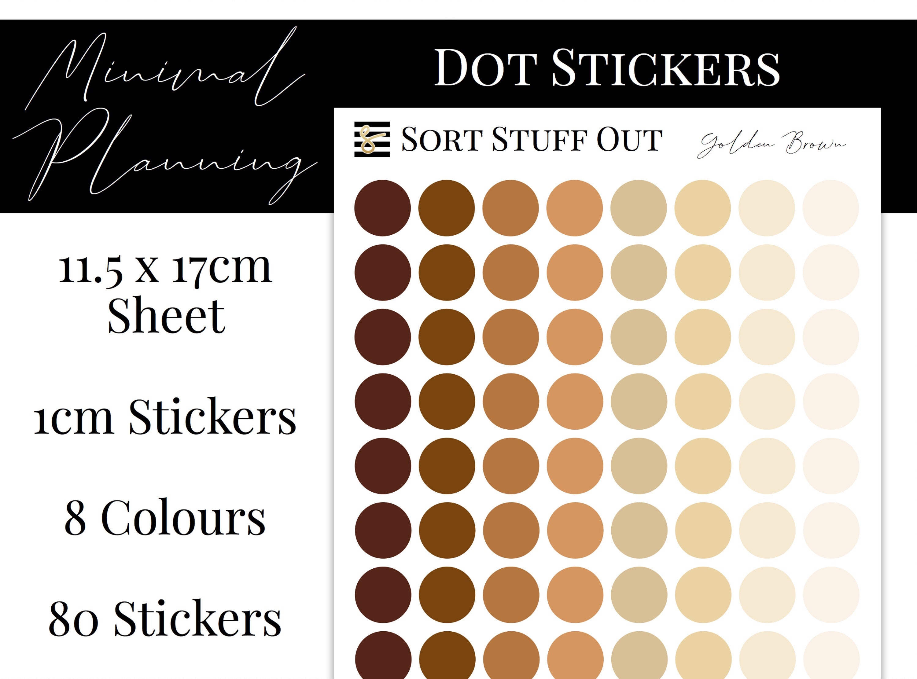 Golden Brown Dot Stickers