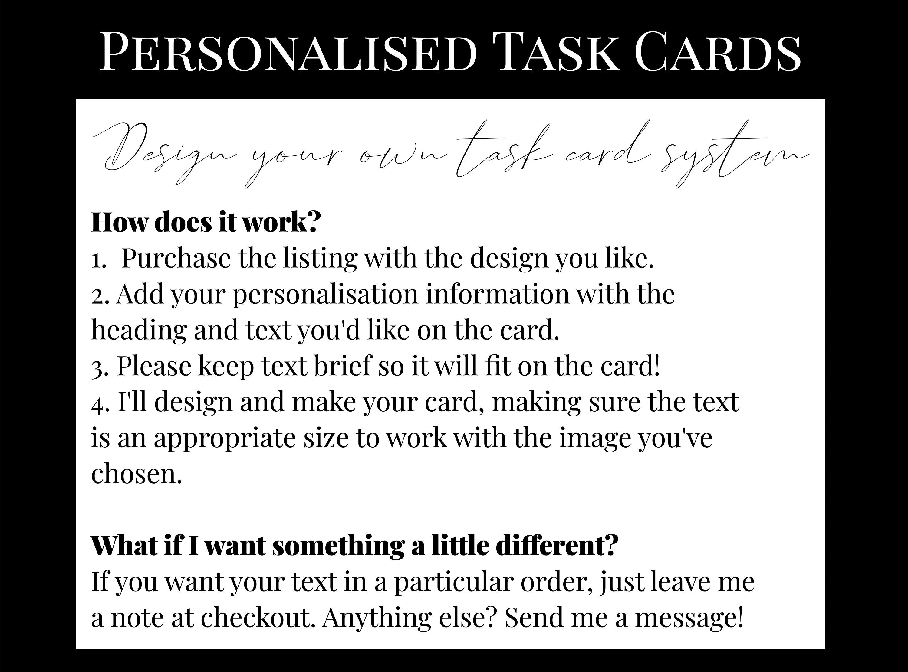Custom Text Task Card - Study Time - Personalised Card for Your Planner - Add Tasks, Routines, Reminders - Functional, Minimal Deco
