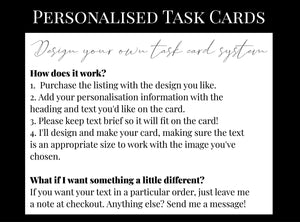 Custom Text Task Card - Study Time - Personalised Card for Your Planner - Add Tasks, Routines, Reminders - Functional, Minimal Deco