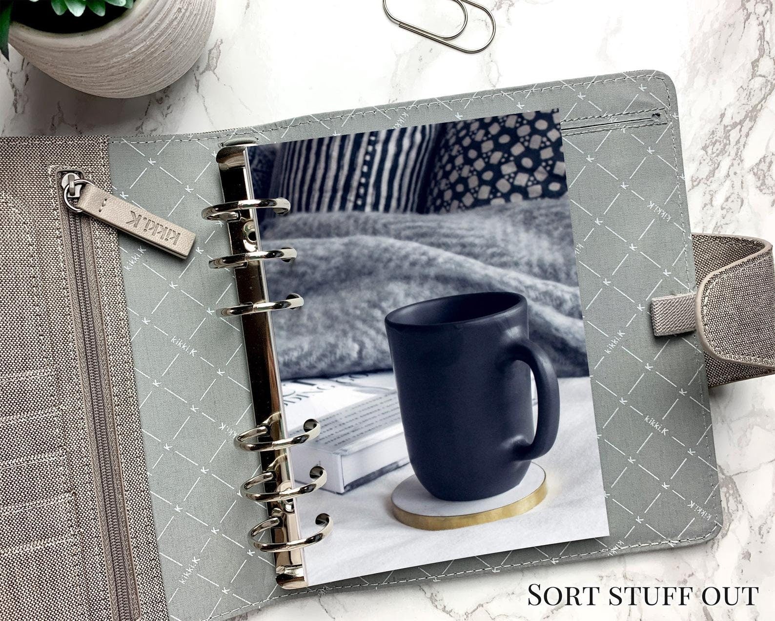 Black Mug, Book and Grey Blanket Dashboard Minimal