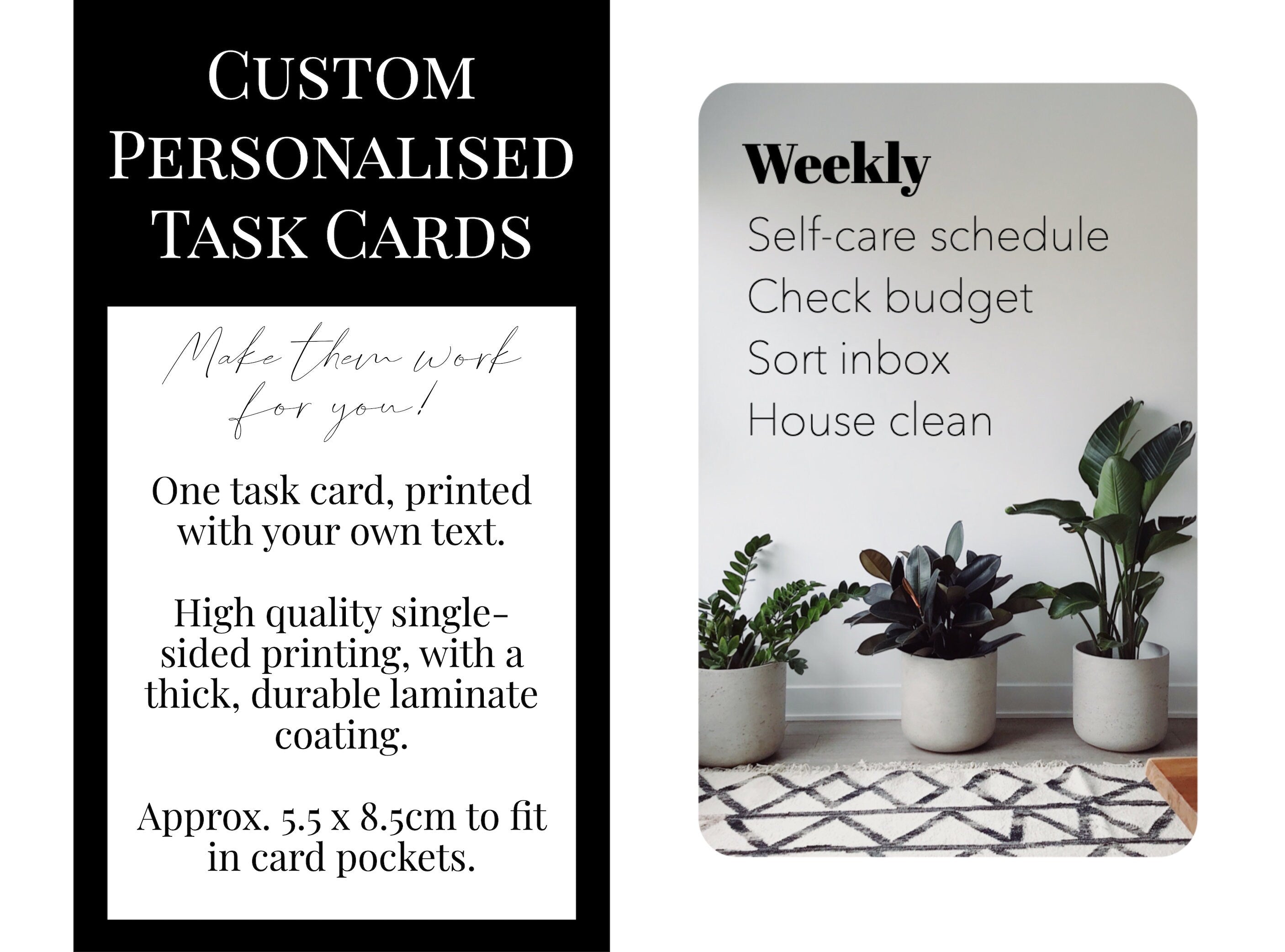 Custom Task Card - Rug and Plants