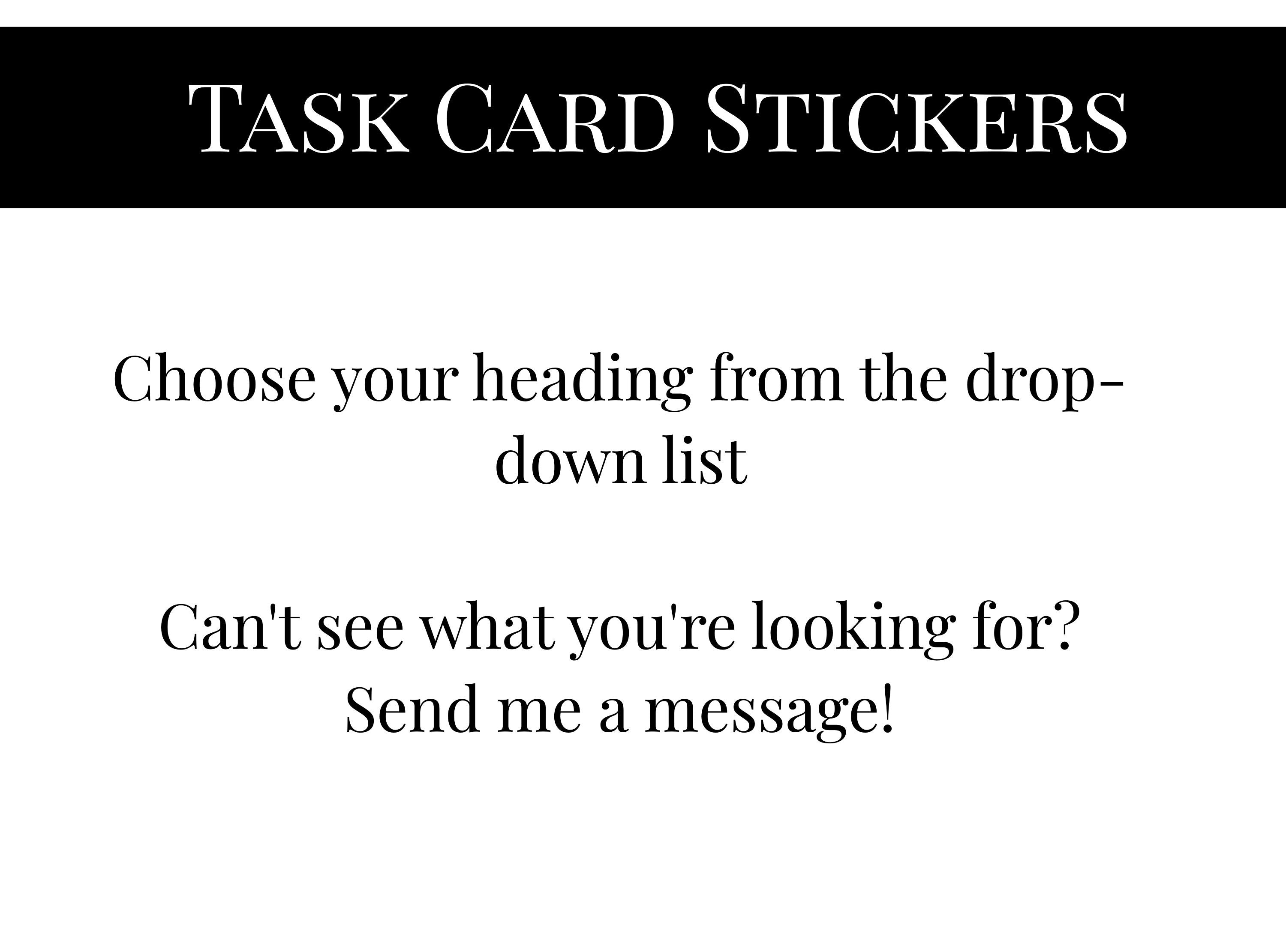 Task Card Sticker - Single Sticker for Credit Card Size Cards