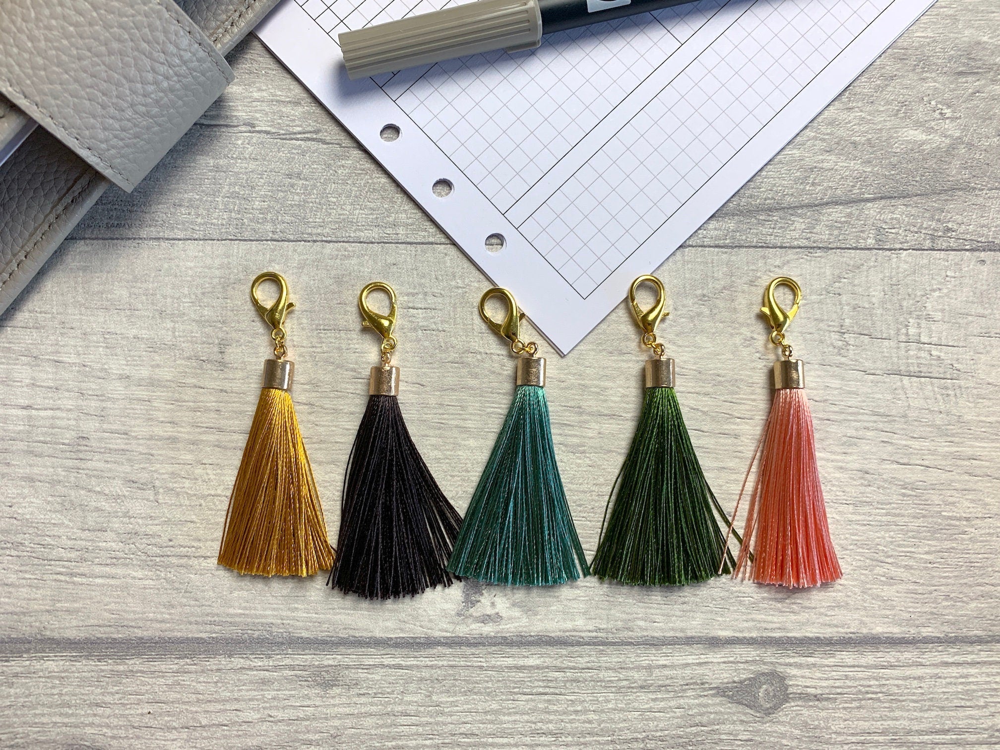 Large Gold Tassel Clips - Planner Charm with Clasp - Planner Accessories
