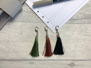 Large Silver Tassel Clips - Planner Charm with Clasp - Planner Accessories