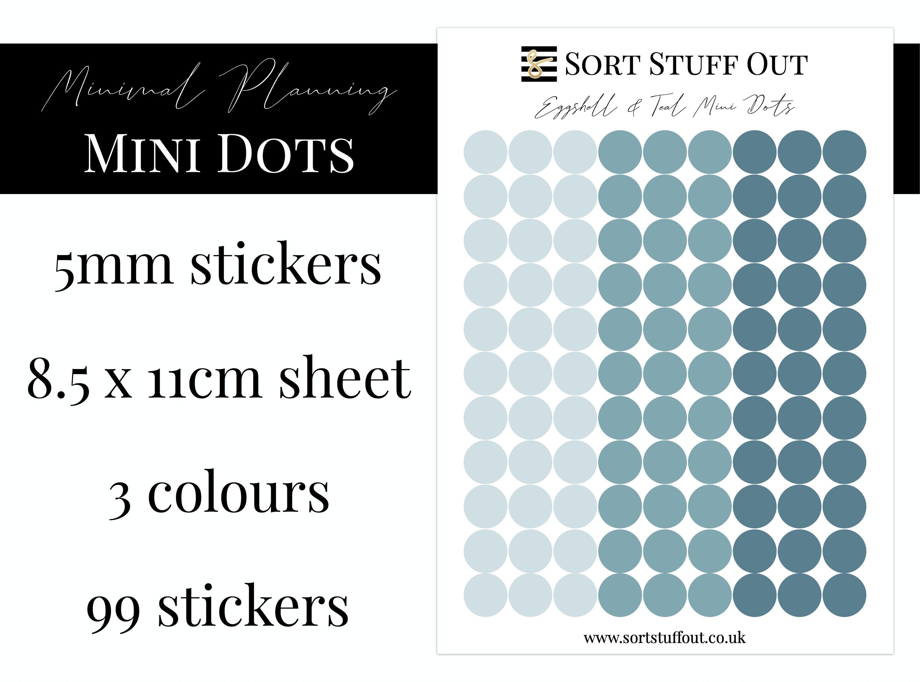 Eggshell and Teal Mini Dot Stickers