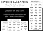 Load image into Gallery viewer, Divider Labels for Clear and Photo Dividers - 48 on One Sheet
