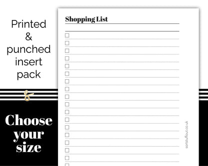 Shopping List - Printed Planner Inserts