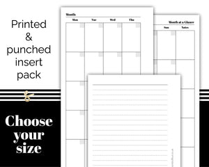Plain Month Planner - Lined Back MO2P - Printed Planner Inserts